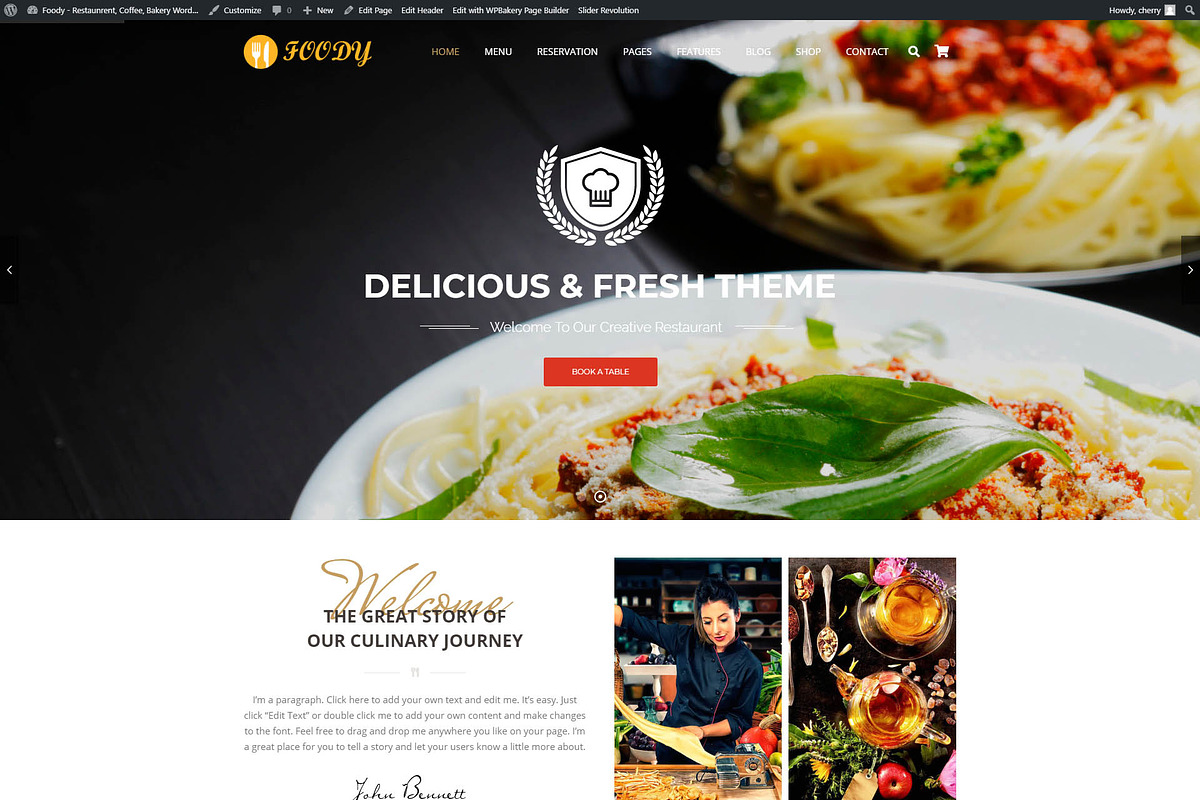 Foody - Coffee, Bakery & Business, a WordPress Template by Cherry Wordpress Theme (Photo 2 of 11)