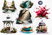 Watercolor Winter Scenes Cliparts, a Seasonal Illustration by ThatsDesignArt (Thumbnail 11 of 17)