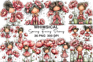 Spring Fairy Peony Clipart, an Illustration by CraftArtStudio