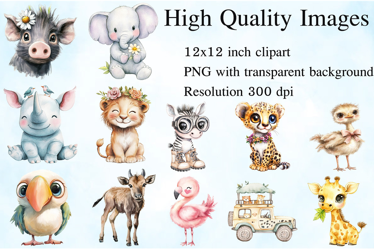 Cute Safari Animal Sublimation PNG, an Illustration by Craft Nest (Photo 2 of 5)