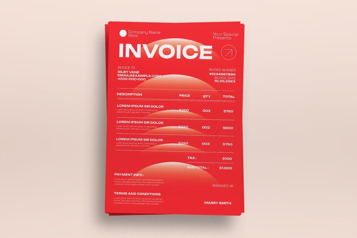 Red White Utilitarian Invoice, a Templates & Theme by graphicook (Photo 2 of 3)