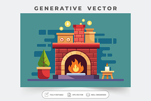 This customizable fireplace features, a Graphic by Iftikhar Alam
