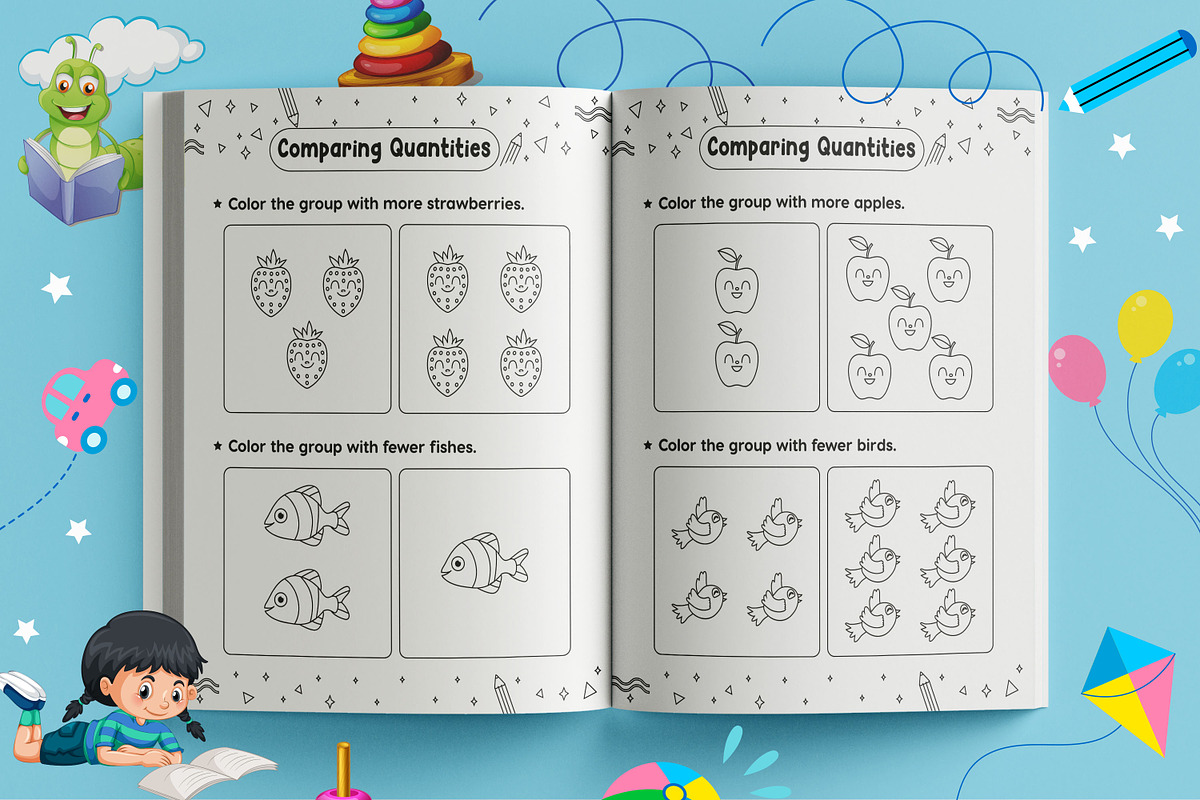 Kindergarten Math Activity Worksheet, a Print Template by Book2bees (Photo 2 of 23)