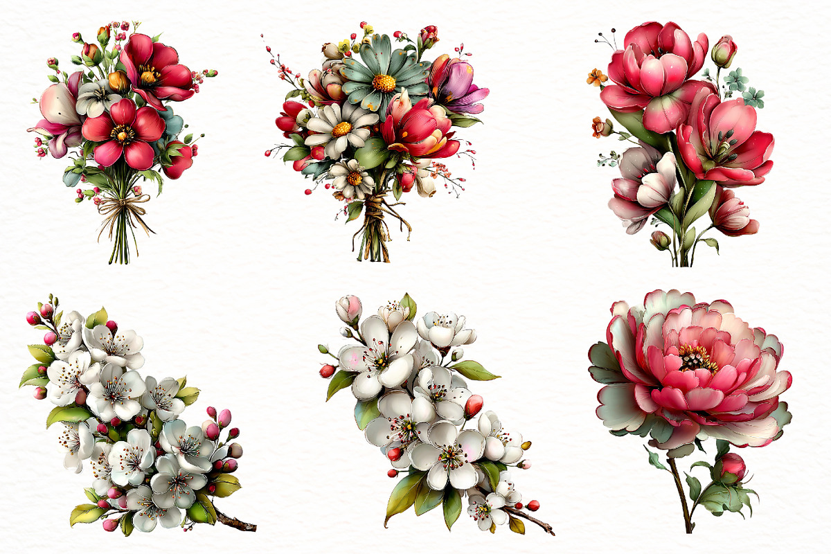 Whimsical Spring flowers clipart, an Illustration by Designworld (Photo 3 of 8)
