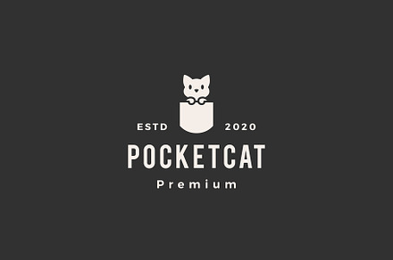 pocket cat hipster vintage logo, a Branding & Logo Template by VSTRD TYPEWORKS