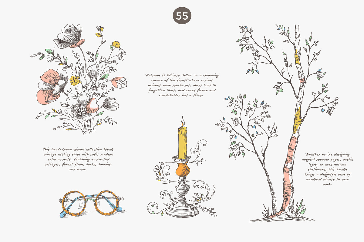 vintage illustration cottagecore set, a Decorative Illustration by Patishop Art (Photo 6 of 10)
