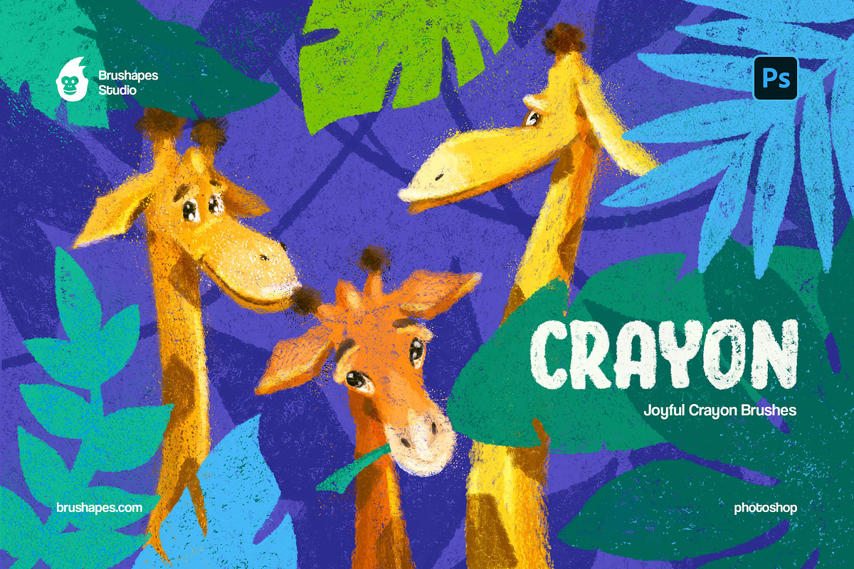 Joyful Crayon Photoshop Brushes, a Brush Add-On by brushapes.com (Photo 1 of 10)