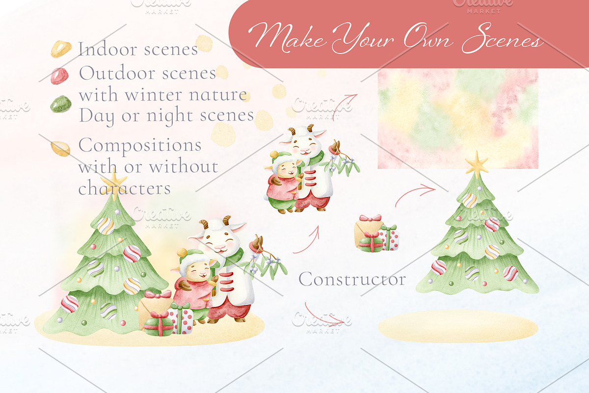 Family Christmas Watercolors Cartoon, a Seasonal Illustration by Elena Malgina Clipart (Photo 19 of 20)