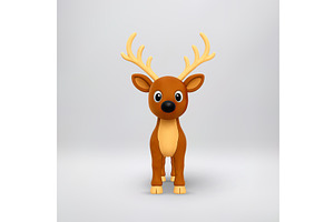 Cute 3D rendering of a brown deer, an Animal Illustration by Abscent