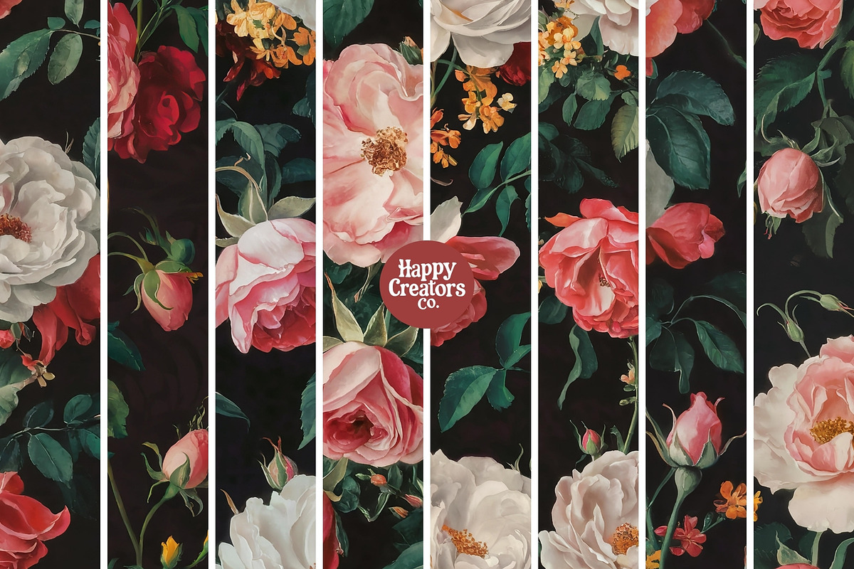 Rosey Elegance Digital Papers, a Pattern Graphic by Happy Creators Co. (Photo 2 of 8)