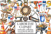 Labor Day Watercolor Clipart, an Illustration by Libby Wishes (Thumbnail 1 of 6)