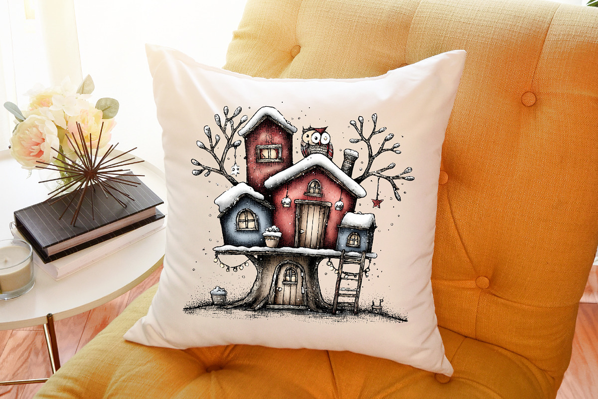 Whimsical Christmas House Clipart, an Illustration by Sublimation Artist (Photo 6 of 6)
