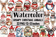 Grumpy Christmas Animals, an Illustration by Design Market (Thumbnail 1 of 3)