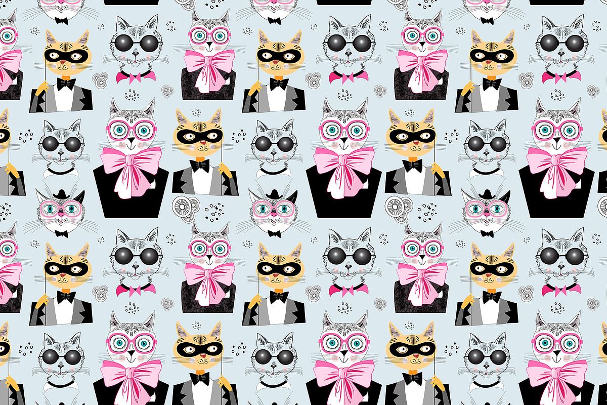 8 Fun bright patterns with cats, a Pattern Graphic by Tanor (Photo 5 of 9)
