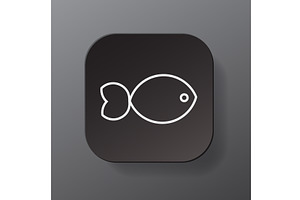 Black Square Button With Fish Icon