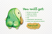 Cute Avocado Watercolor Clipart, a Food Illustration by creationsbyapuruh (Thumbnail 4 of 5)