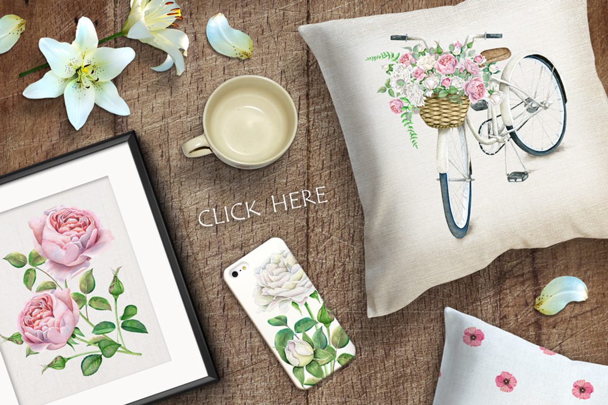 Watercolor Bicycle & Flowers, a Decorative Illustration by Eva Katerina (Photo 6 of 7)
