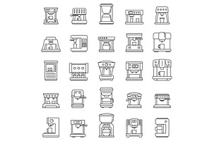 Automatic Coffee Machine Icons Set