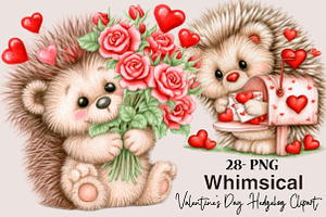 Valentine’s Day Hedgehog Clipart