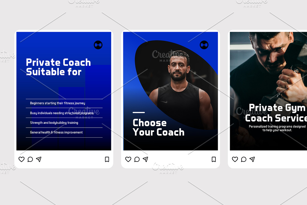 Gym Coach Service - Instagram Post, a Social Media Template by Izdihaar_Studio (Photo 3 of 4)