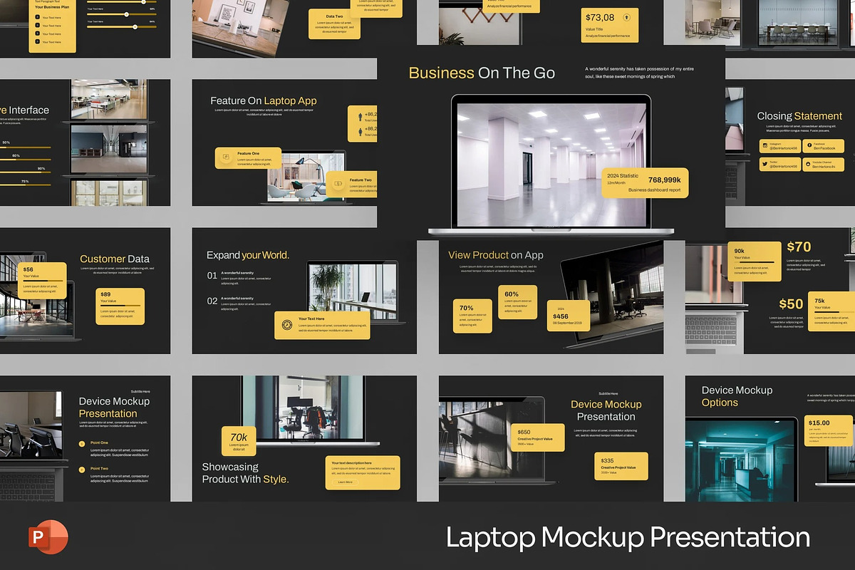 Laptop Mockup Powerpoint Templates, a Presentation Template by Fit-tee (Photo 1 of 2)