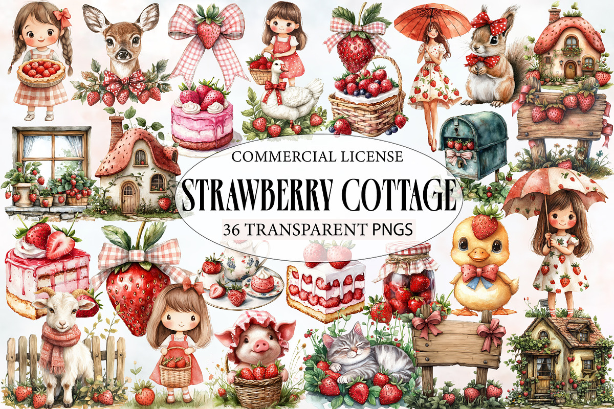 Strawberry Cottage PNG Clipart, an Illustration by Designworld (Photo 1 of 5)