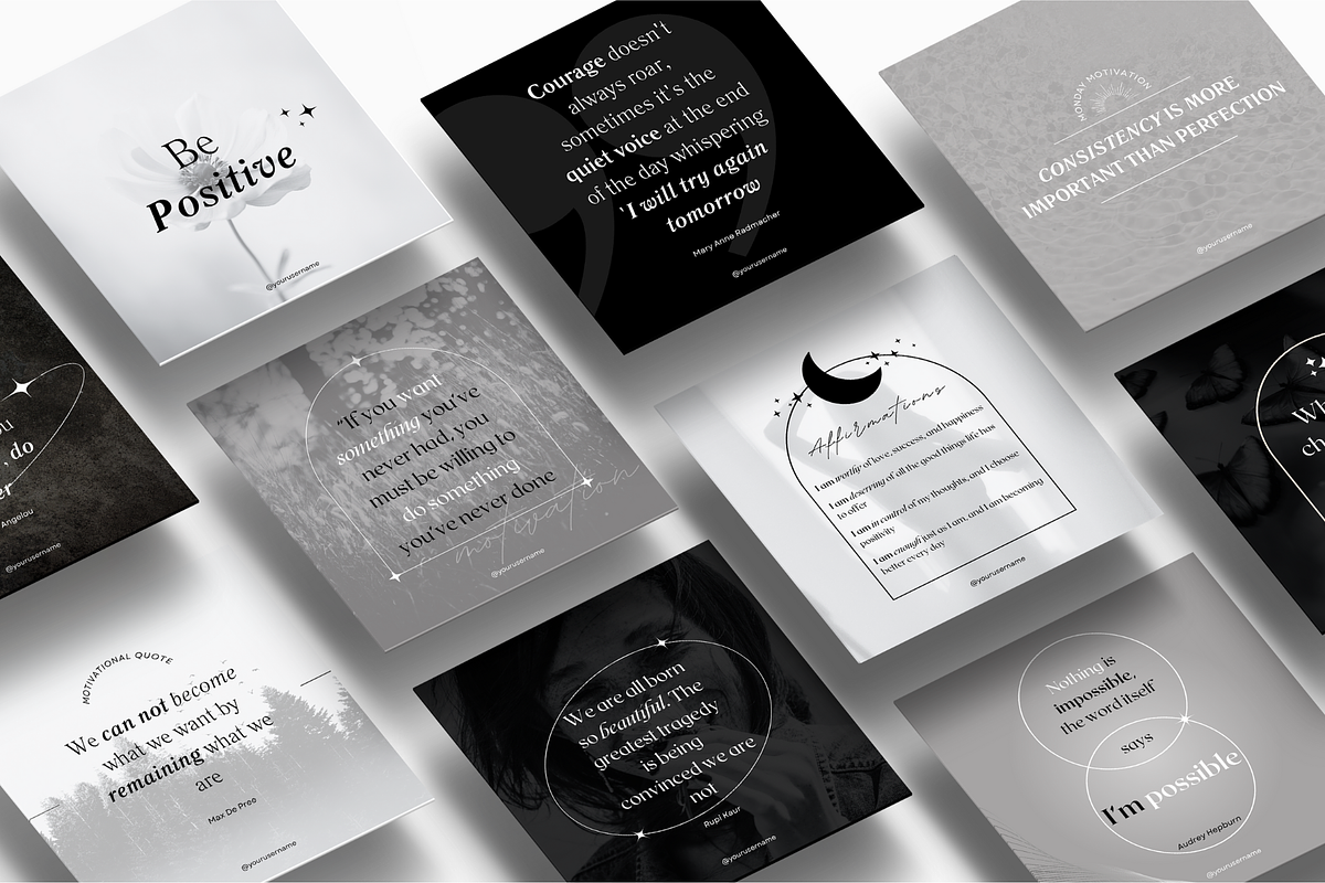 Motivational Instagram templates Kit, a Social Media Template by Soul & Maeum Store (Photo 3 of 8)