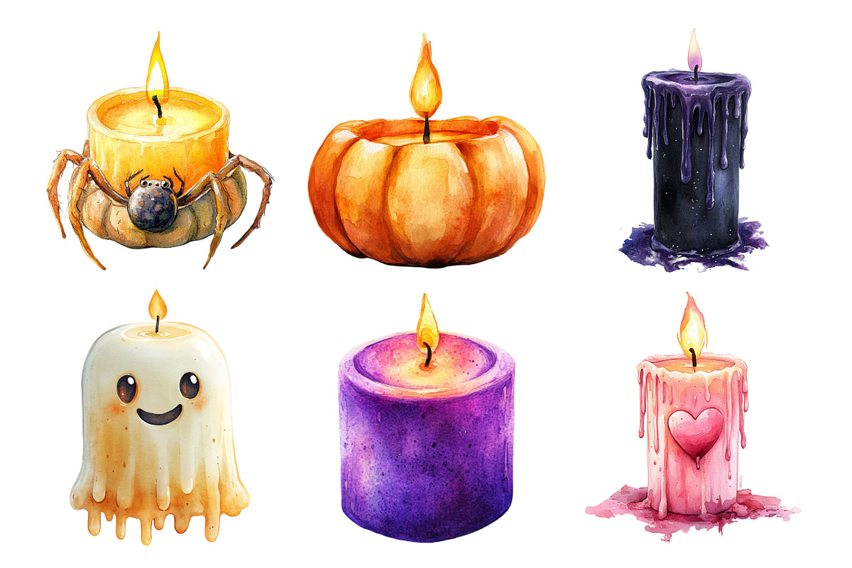 Watercolor Halloween Candles Clipart, an Illustration by Daily.Designs (Photo 5 of 5)