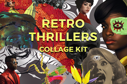Retro Thrillers collage kit, an Object Graphic by Fox's Monday