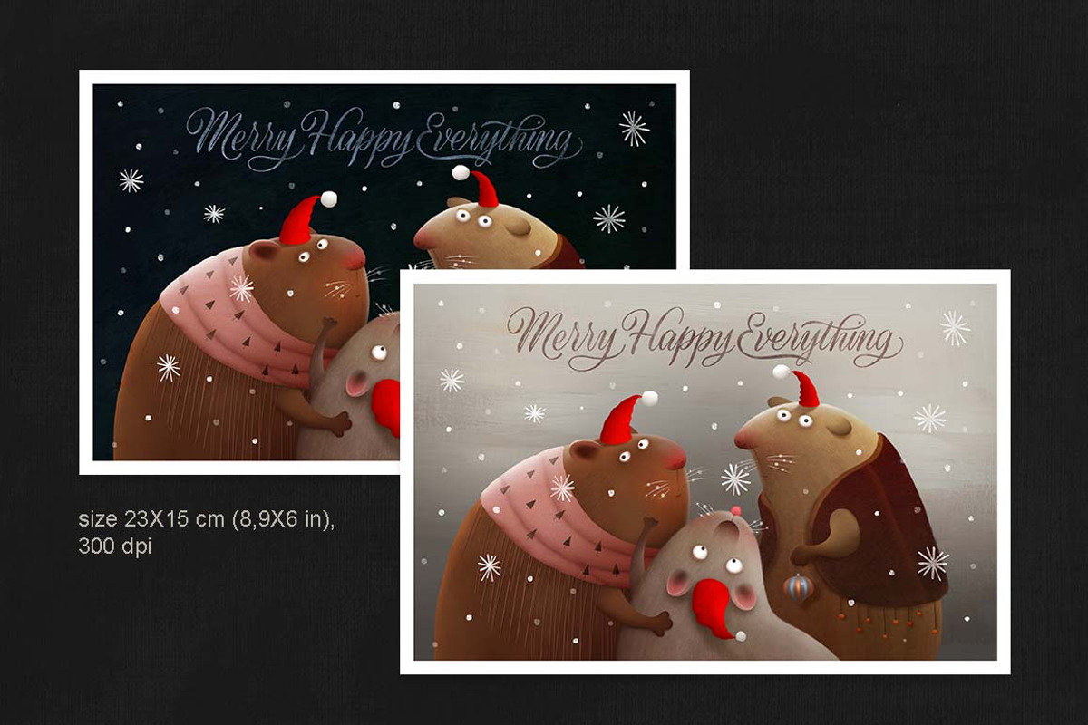 Animal Christmas Greeting Cards, an Animal Illustration by CosyPic (Photo 2 of 5)