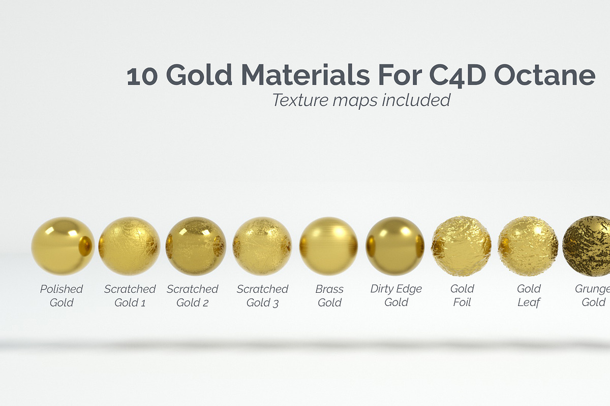 10 Gold Materials For Cinema4D Octan, a Textures & Material 3D Model by 3DTreatment (Photo 2 of 12)