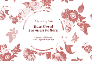 Floral Rose Seamless Pattern Set