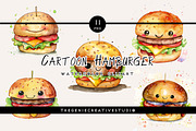 Cartoon Hamburger PNG Clipart Set, a Food Illustration by Geniecreativestudio (Thumbnail 1 of 9)