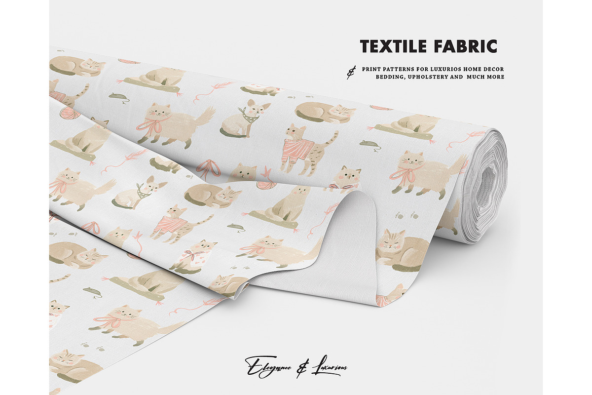 Neutral playful cats pink pattern, a Pattern Graphic by Milatoo (Photo 3 of 3)