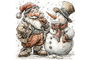 Santa and Snowman Clipart JPG, a Seasonal Illustration by Memories By Lea (Thumbnail 6 of 18)