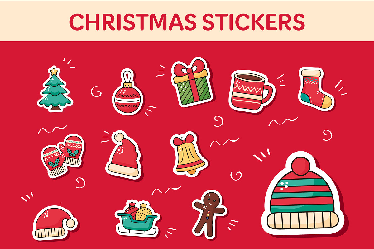 Merry Christmas Stickers Set, a Templates & Theme by studiogstock (Photo 1 of 2)