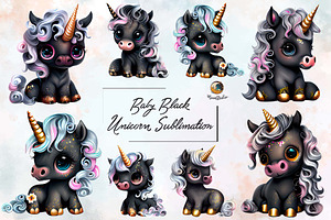 Baby Black Unicorn Sublimation