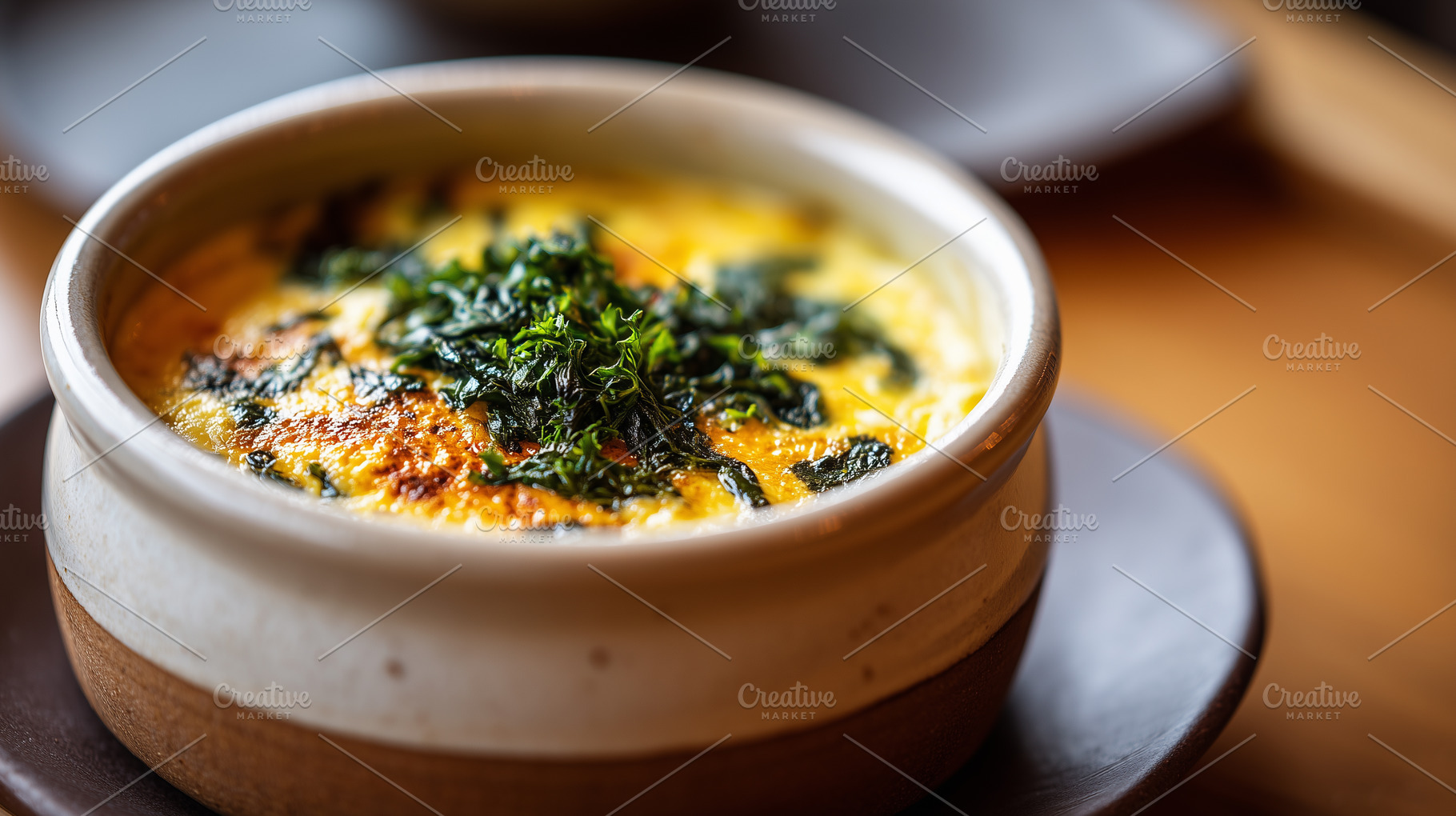 Rustic ceramic bowl with casserole, a Food & Drink Photo by MistyDay