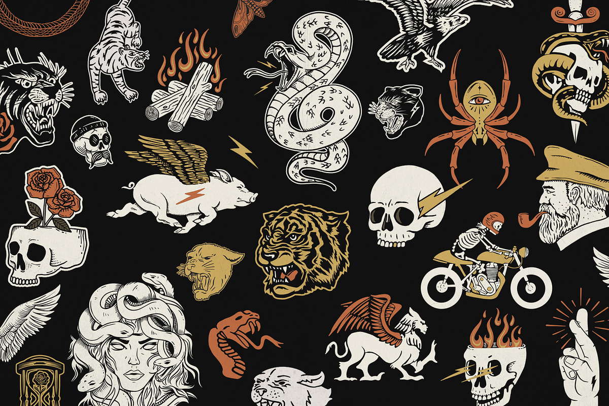50 Retro Illustrations Bundle, an Object Graphic by Davide Bassu (Photo 5 of 8)
