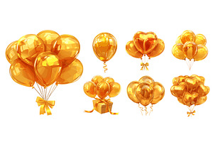 golden inflatable balloons cartoon, an Object Illustration by Stock-Smart-Start