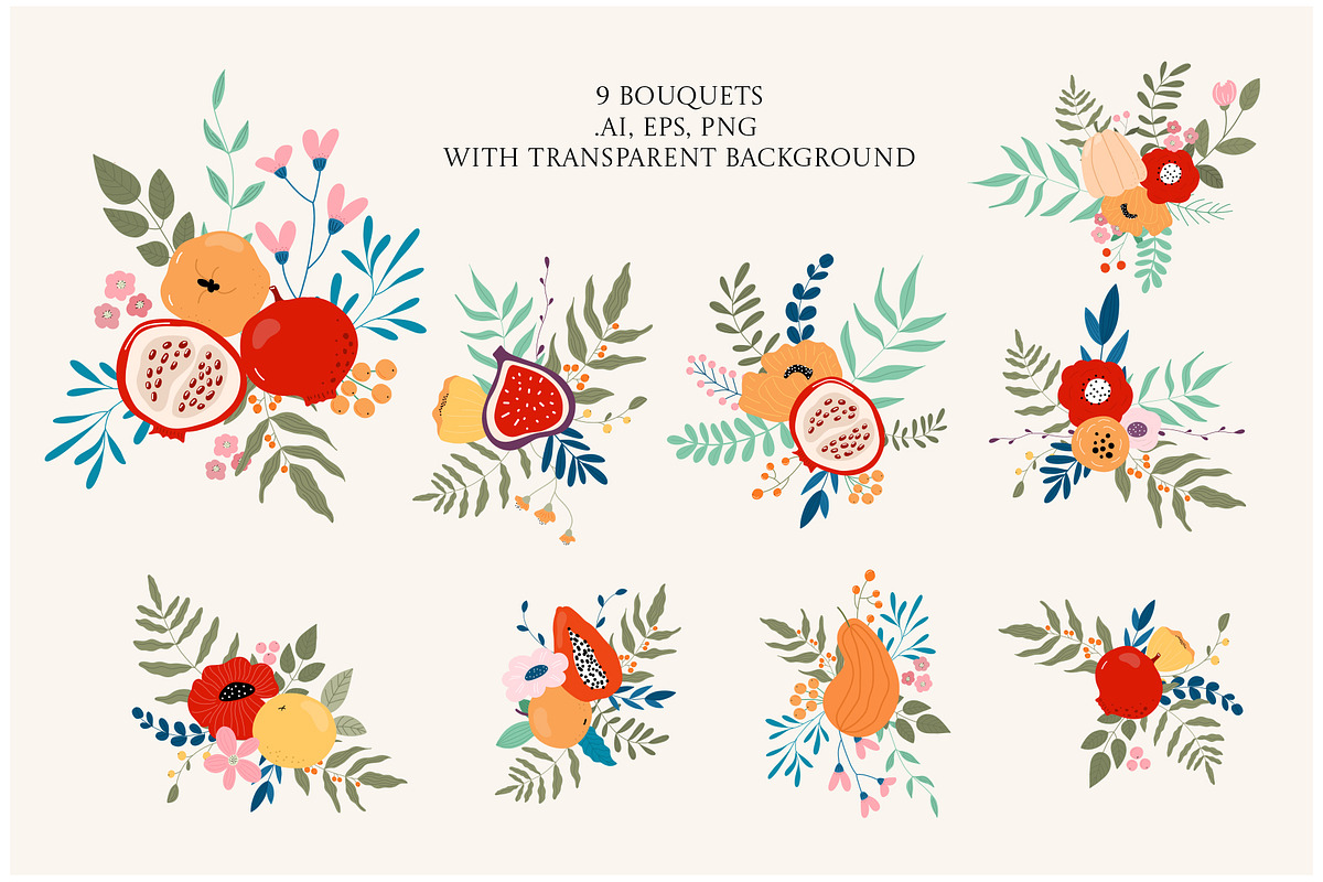 FLORAL GARDEN - clipart collection, a Texture Illustration by Spark Studio Brushes (Photo 3 of 7)