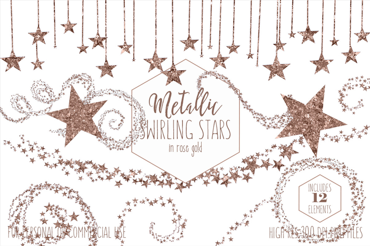 Rose Gold Metallic Star Clipart, an Illustration by ClipartBrat Graphics (Photo 1 of 5)