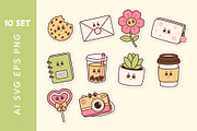 Cute Everyday Objects Sticker Pack, an Object Illustration by Creathub Studio (Thumbnail 2 of 4)