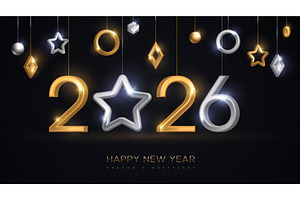 2026 star New Year party flyer, an Object Illustration by kotoffei