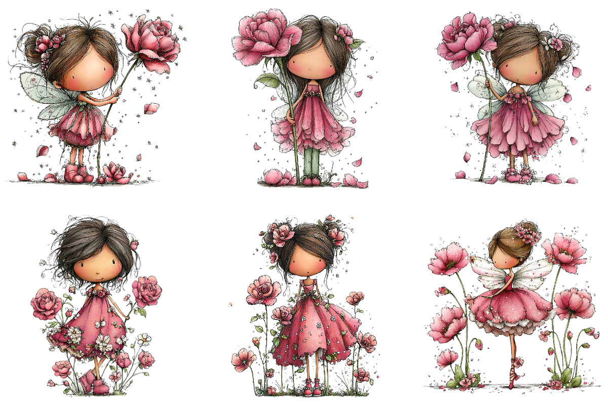 Whimsical Spring Fairy Rose Clipart, an Illustration by CraftArtStudio (Photo 4 of 6)