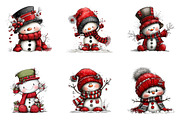 Cute Snowman Clipart Bundle, a Seasonal Illustration by CreationArt (Thumbnail 2 of 5)