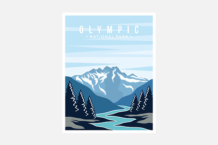 Olympic national park poster, a Background Graphic by swarnstudio