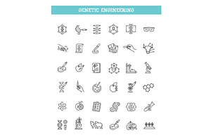 Genetic engineering icons set, an Object Illustration by Tettygreen
