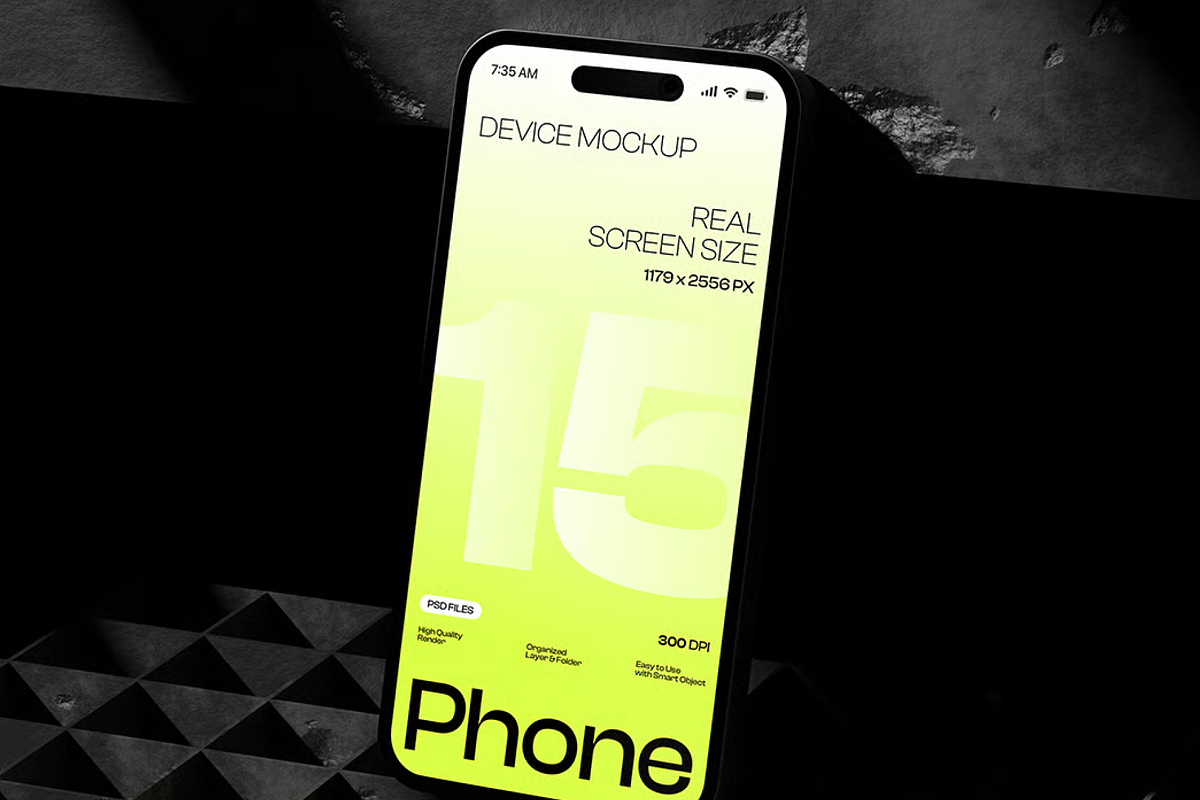 iPhone 15 Mockup, an iPhone Mockup by graphicsauce (Photo 2 of 4)