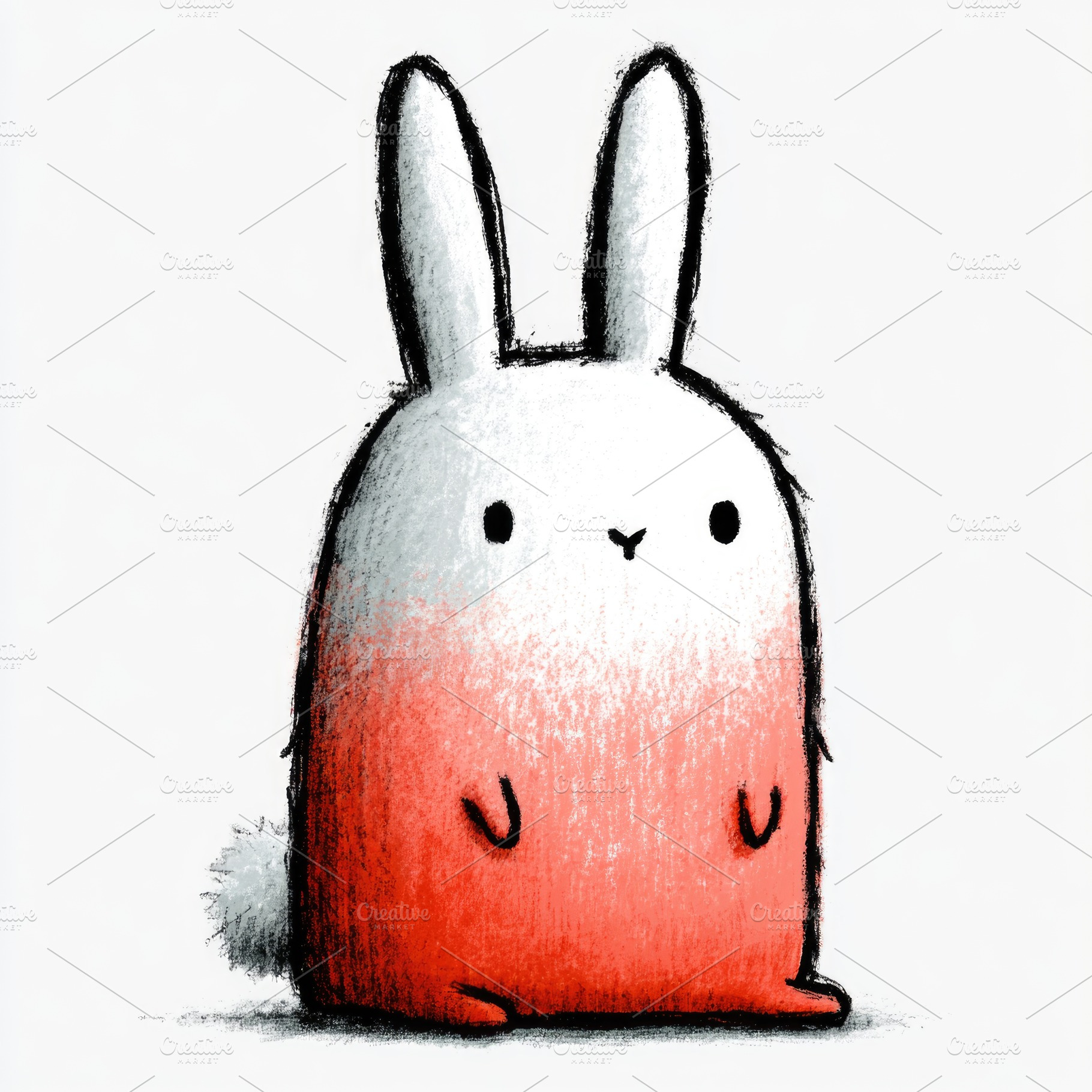 Cute red and white rabbit doodle illustration, an Animal Photo by José Manuel Gelpi